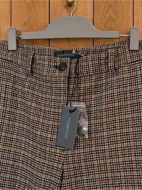 NWT Magaschoni Heritage Plaid Wool Blend Wide Leg Trousers Size 4